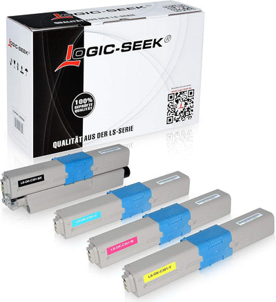 Logic-Seek 4 Toner kompatibel für Oki C301 321 DN MC 332 342 DNW 340 Series - 44973533-44973536 - Sc