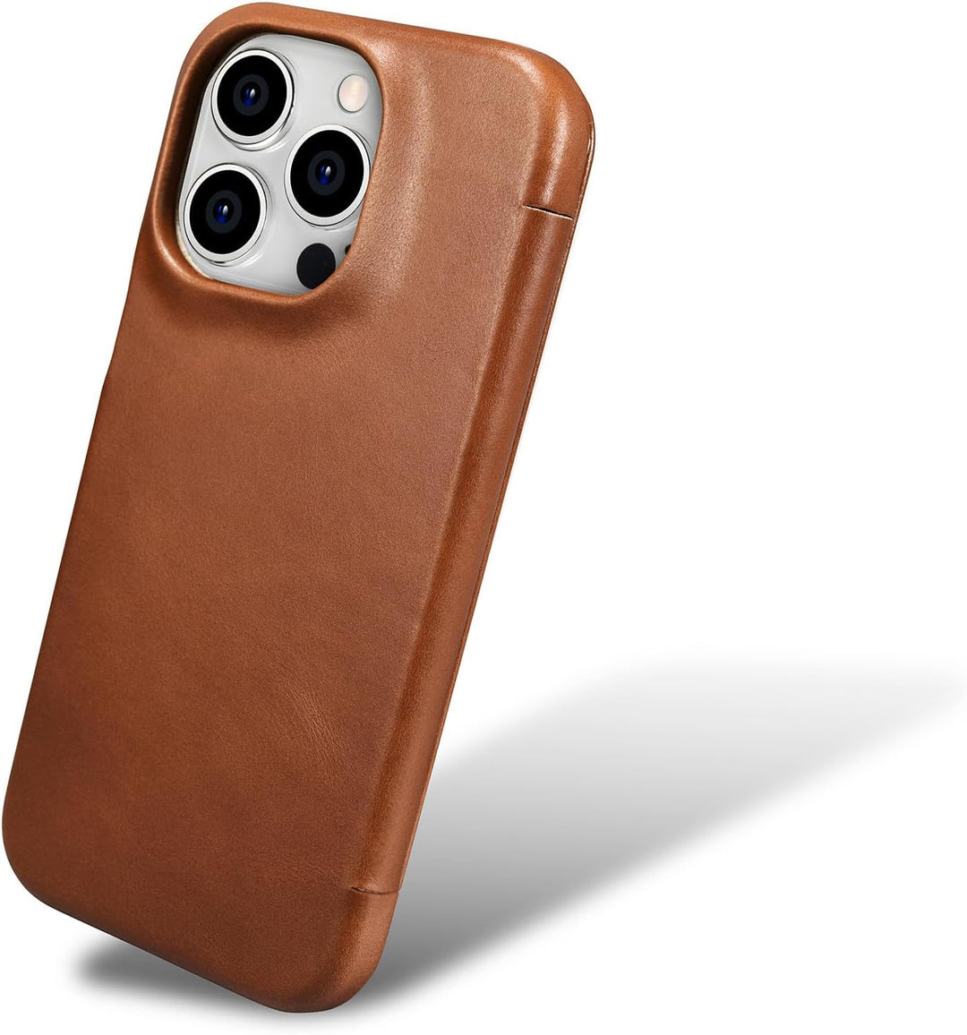 Mobiskin Hülle für iPhone 15 PRO (6,1 Zoll), Handyhülle mit Leder, Case kompatibel mit MagSafe, Schu