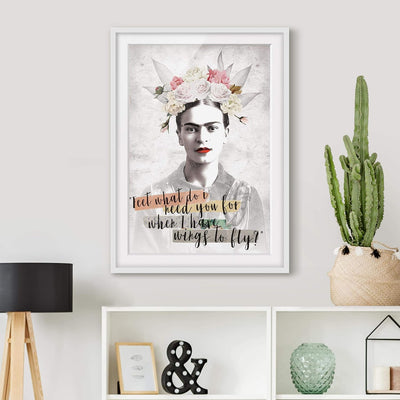 Bild mit Rahmen - Frida Kahlo - Quote - Rahmenfarbe Weiss, 70 x 50 cm 70cm x 50cm Weiss, 70cm x 50cm