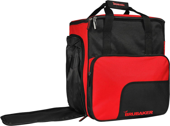 BRUBAKER Skischuhtasche Helmtasche 'Super Function' Comfort Stiefeltasche mit Rucksackfunktion Rot/G
