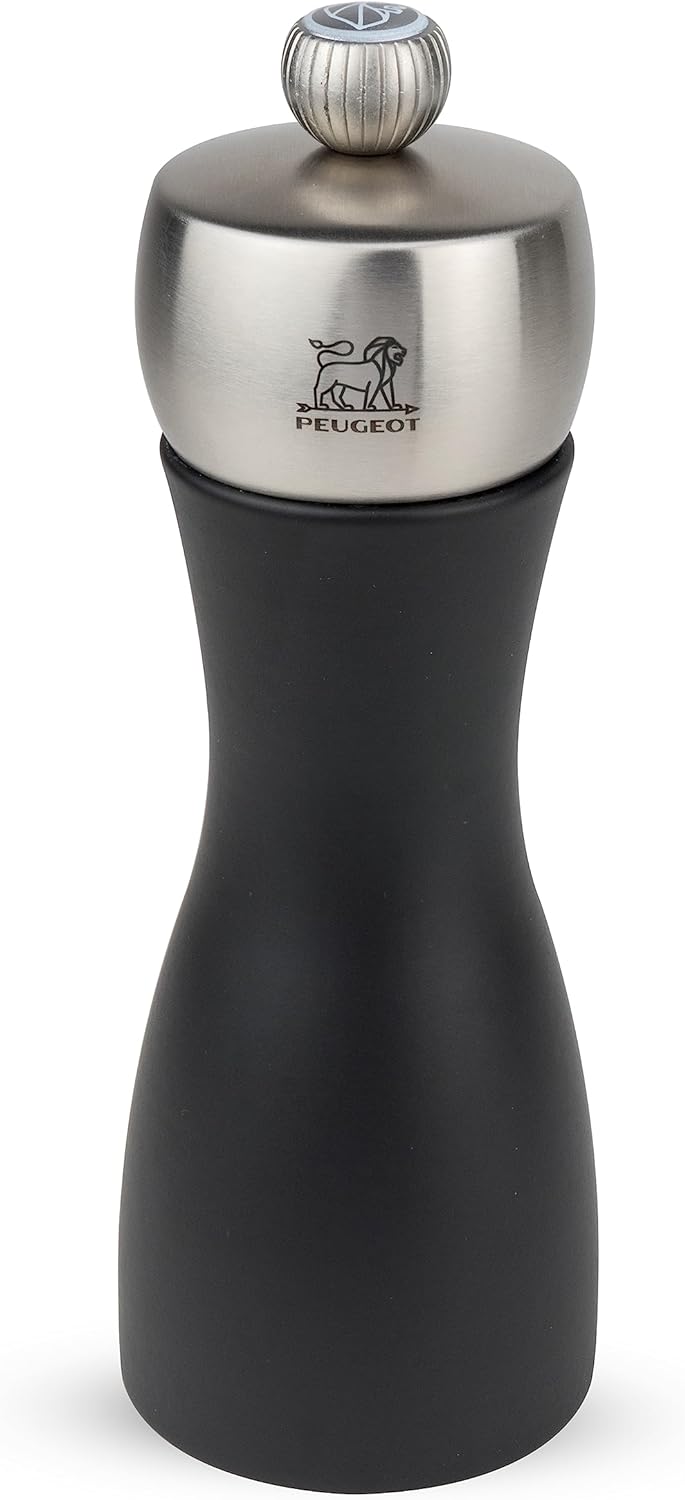 Peugeot Fidji Mühlen-Set Pfeffer/Salz, Klassische Mahlgradeinstellung, Höhe: 15 cm, Holz, Schwarz, 2