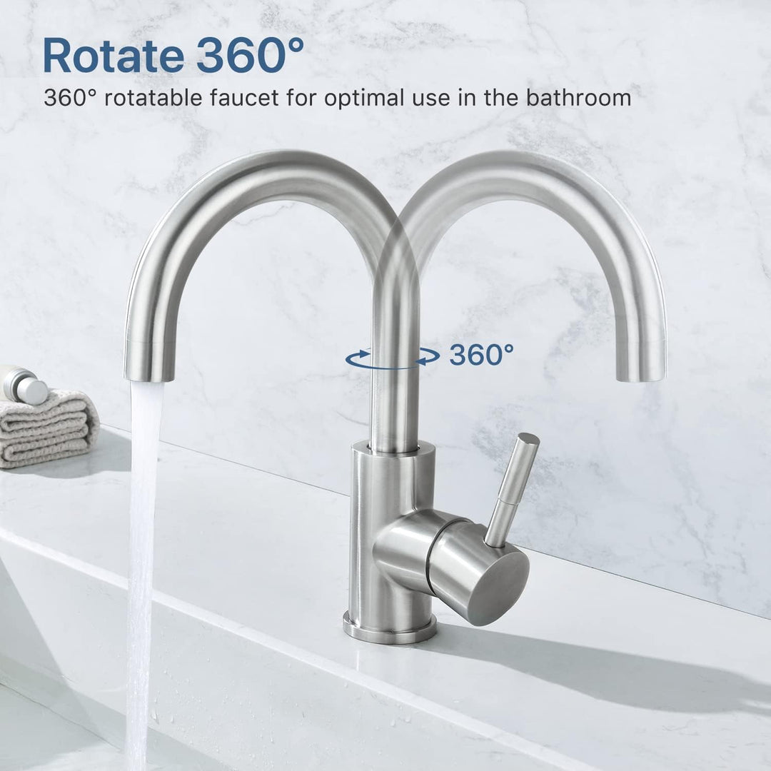 Niederdruck Armatur Küche/Bad, 360° Drehbar Wasserhahn Niederdruck, Einhebelmischer Waschtischarmatu