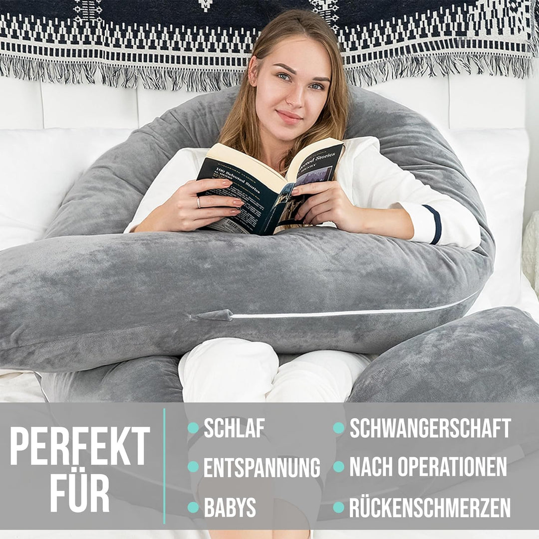 Strex Schwangerschaftskissen XXL - 280cm - Abnehmbarer Bezug - Seitenschläferkissen / Body Pillow /