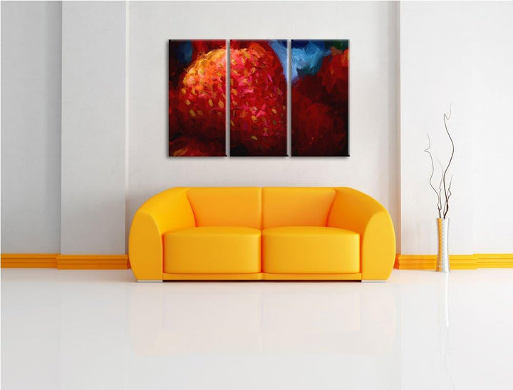 reife Erdbeeren Spezial 3-Teiler Leinwandbild 120x80 Bild auf Leinwand, XXL riesige Bilder fertig ge