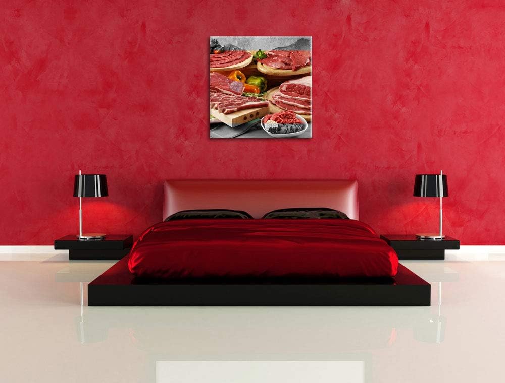 Pixxprint Saftige Fleisch Variationen als Leinwandbild Quadratisch/Grösse: 70x70 / Wandbild/Kunstdru