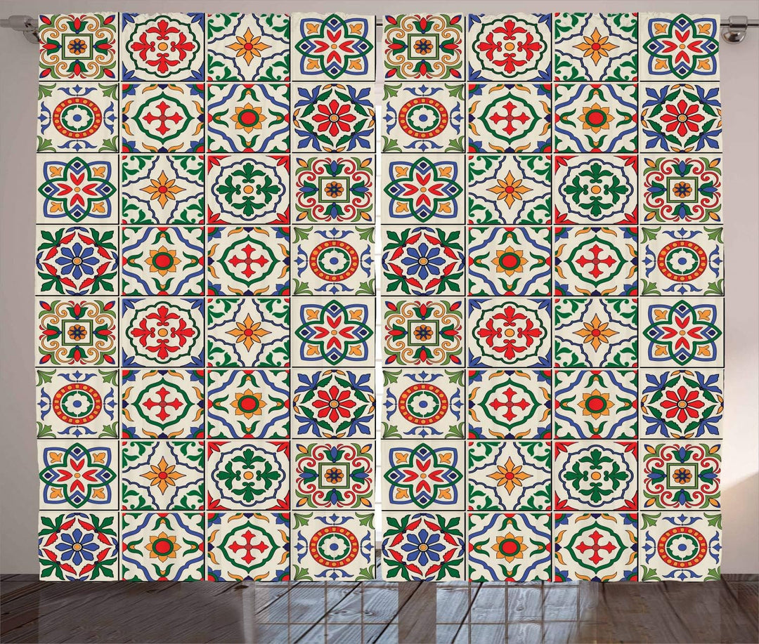 ABAKUHAUS marokkanisch Rustikaler Vorhang, Buntes Blumenmuster, Wohnzimmer Universalband Gardinen mi