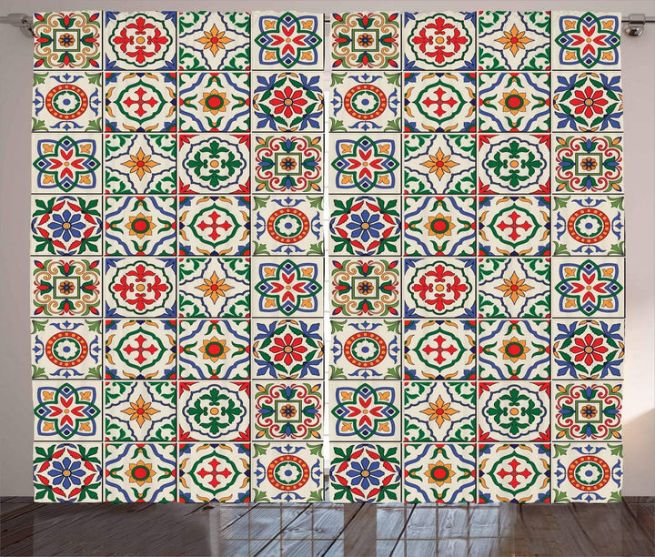 ABAKUHAUS marokkanisch Rustikaler Vorhang, Buntes Blumenmuster, Wohnzimmer Universalband Gardinen mi