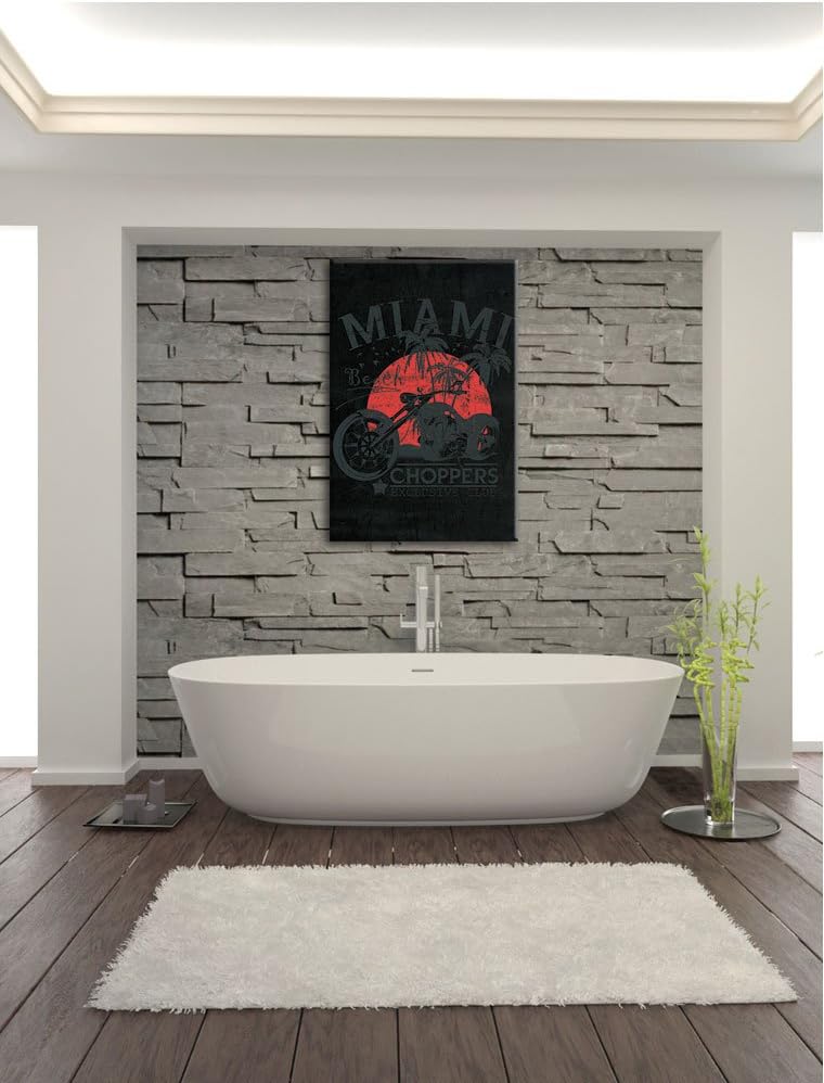 Dark Miami-Choppers black Bild auf Leinwand, XXL riesige Bilder fertig gerahmt mit Keilrahmen, Kunst