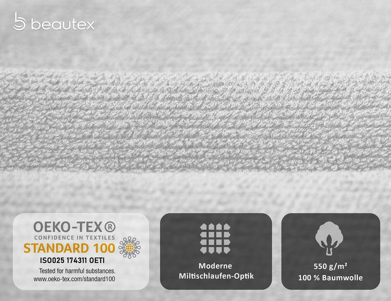 BEAUTEX Handtuch-Set Premium Frottier Sets Made in Europe, 100% Baumwolle 550g/m², Oeko-TEX Zertifiz