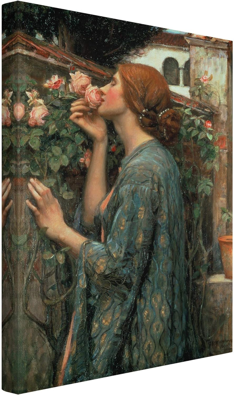 Bilderwelten Leinwandbild - John William Waterhouse Die Seele der Rose Hochformat 90 x 60 cm 90cm x