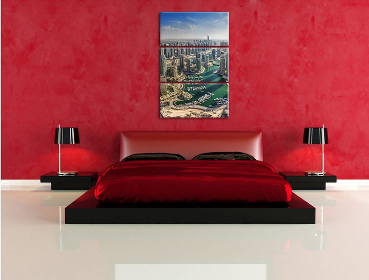 Pixxprint Dubai Hotel Burj al Arab / 3-Teilig/Gesamtmass 120cm Leinwandbild bespannt auf Holzrahmen/