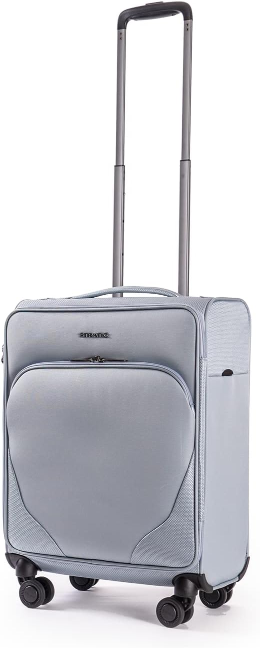 Stratic Mix Koffer Weichschale Reisekoffer Trolley Rollkoffer Handgepäck, TSA Kofferschloss, 4 Rolle