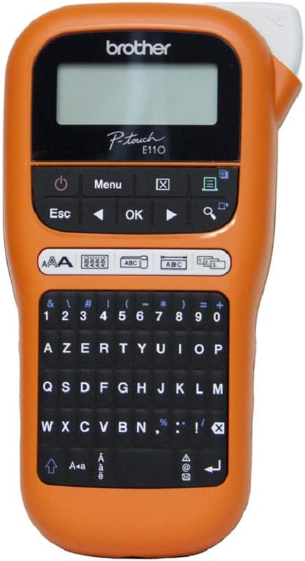 Brother PT-E110 Professioneller Etikettierer, industriell, mit 1 Tze-FX221-Band, 9 mm, Schwarz/Weiss