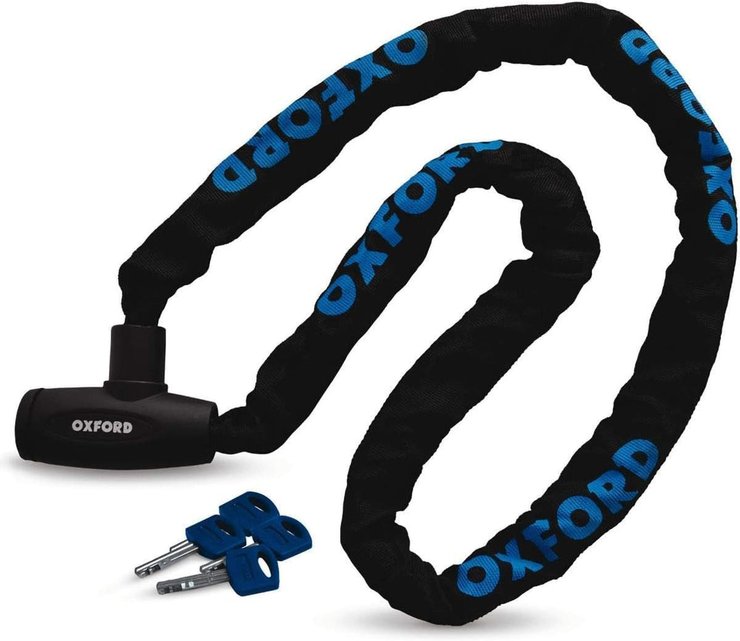 Oxford GP Chain Lock 1.5 m Kettenschloss ummantelt - Motorrad Diebstahlschutz Schlösser Schwarz, Sch