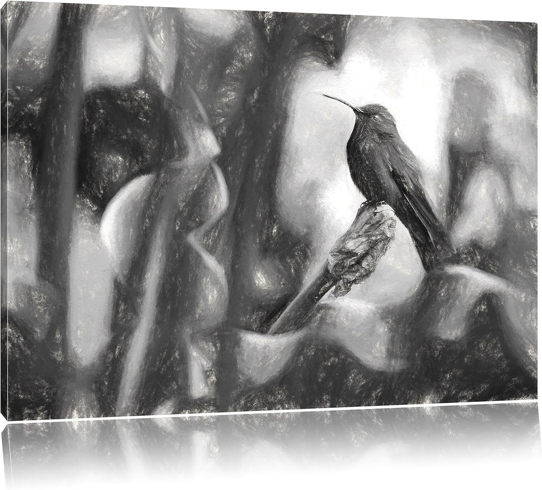 Pixxprint Kolibri in seinem Lebensraum als Leinwandbild/Grösse: 100x70 cm/Wandbild/Kunstdruck/fertig