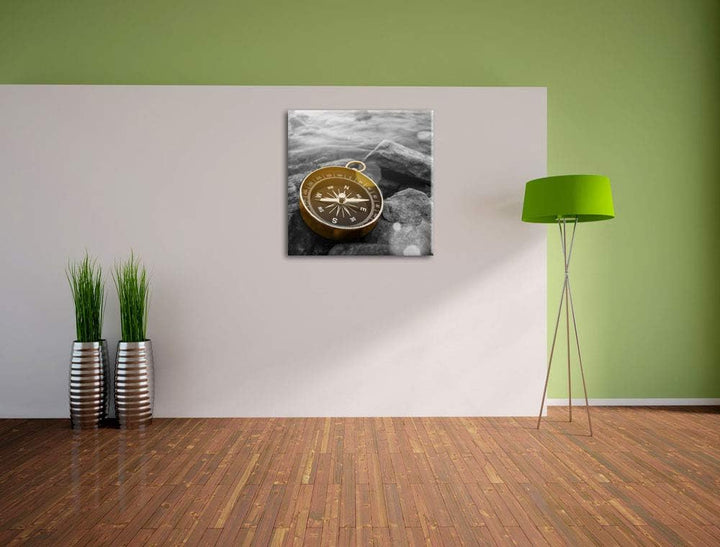 Pixxprint schöner Kompass Reiselust als Leinwandbild/Grösse: 70x70 cm/Wandbild/Kunstdruck/fertig bes
