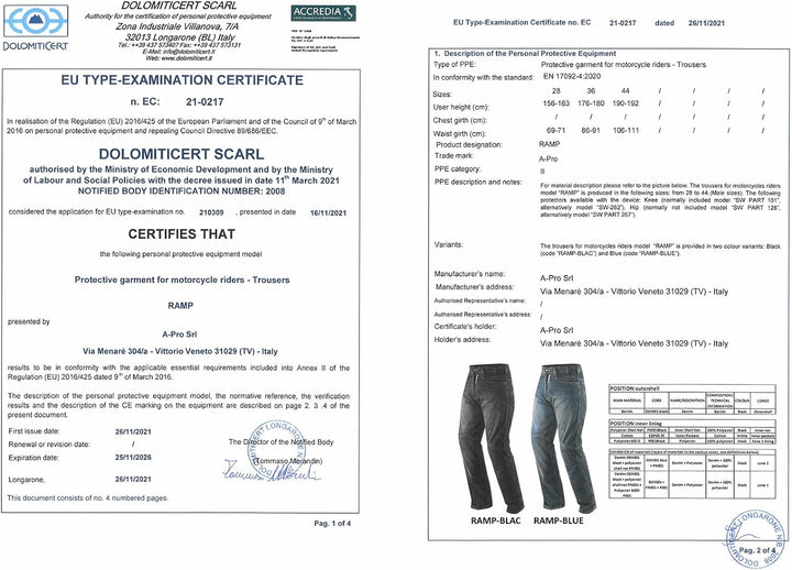 A-Pro Hose Jeans CE Protektoren Motorrad Lateral Verstaerkungen Motorradjeans Schwarz US 42 ( EU 56