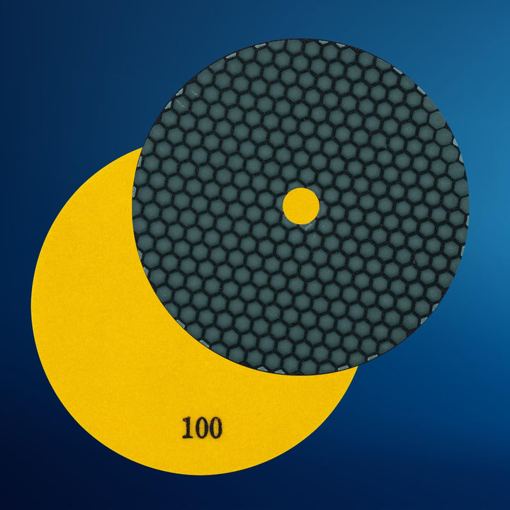 Profi Diamant-Schleifpads-Set für Trockenschliff von EDW, Ø 125 mm, Körnung 100 + 200 + Polierer, Kl