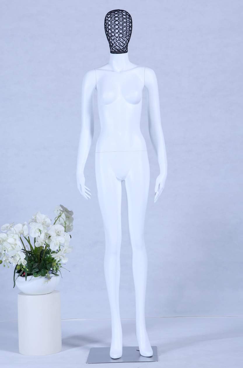 S+26W Frau Eurotondisplay Schaufensterpuppe weiss matt lackiert hochwertig Metallgiter Kopf mit Meta