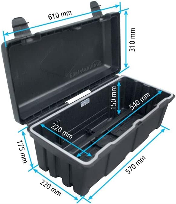 Deichselbox Blackit 0-611x310x247 mm Anhängerbox Werkzeugkasten Anhänger Staukiste Werkzeugkiste Box