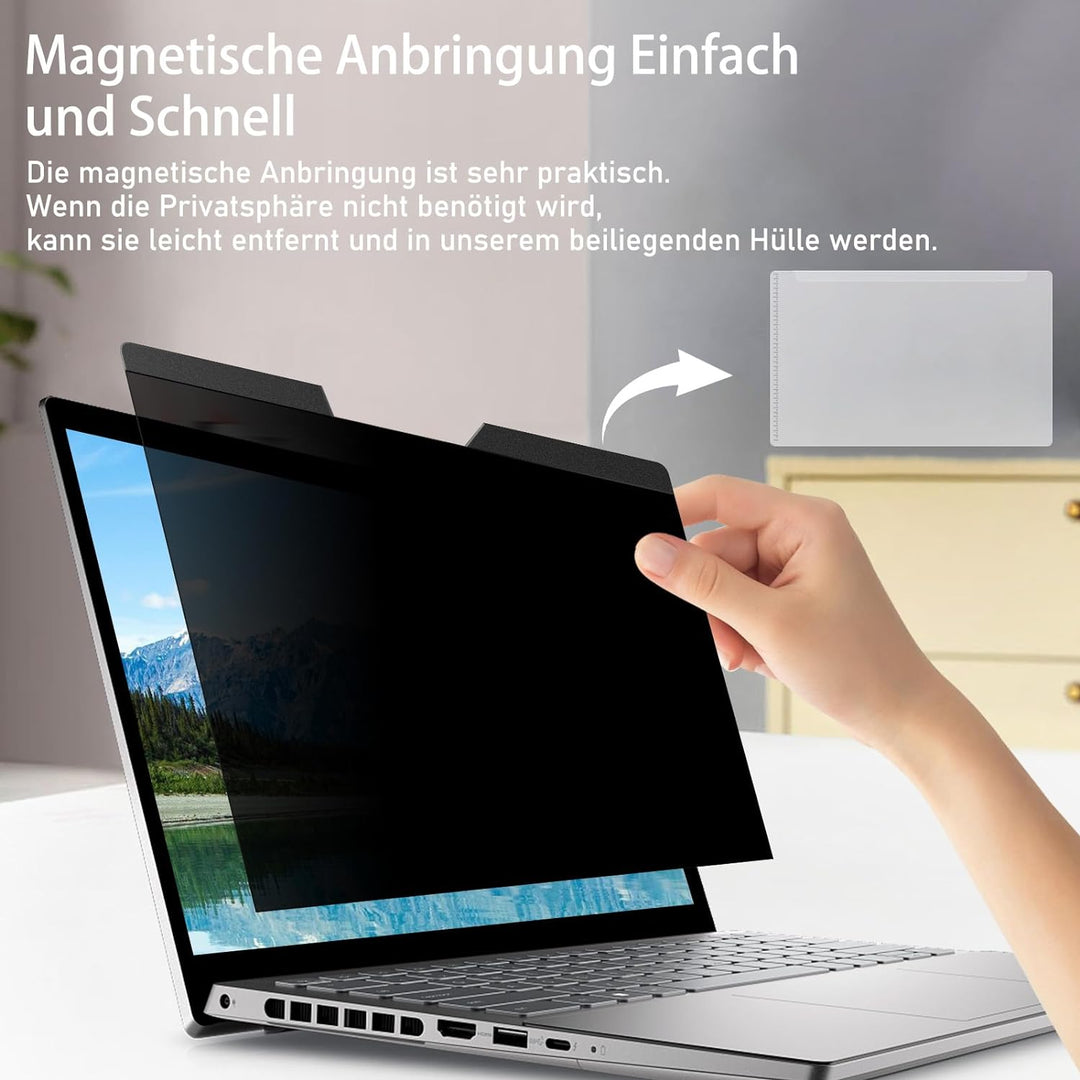 PYS Magnetische Blickschutzfolie Laptop 13,3 Zoll Anti Spy Blaulicht Blendfrei Sichtschutz Folie 16: