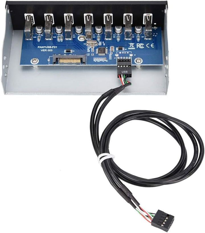 ASHATA USB 2.0 (Super Speed) Front Panel,Multifunktionspanel USB Frontpanel Adapter 7 Ports USB Hub,