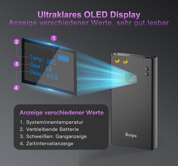 Akku-Punktschweissgerät, Kerpu Mini-Punktschweissgerät mit LCD-Bildschirm, 7500mAh Batterie 70-Gänge