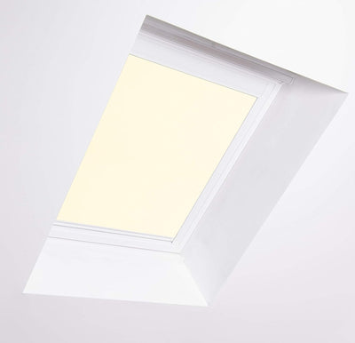 Bloc Jalousien für Velux Dachfenster, weisser Aluminiumrahmen, cremefarbene Verdunkelung, M08 M08 We