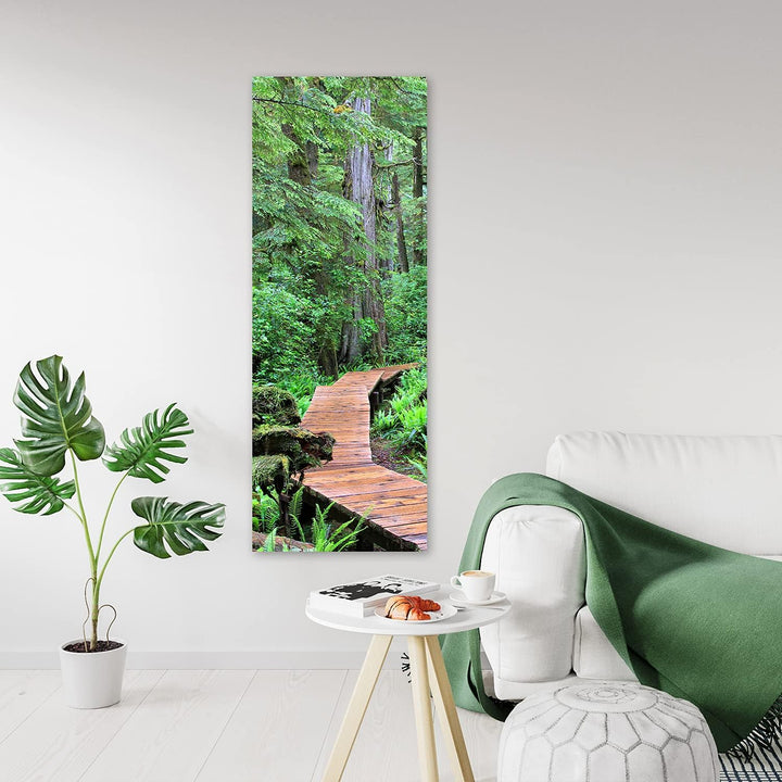 Febby Vlies Leinwandbild XXL Fussgängerbrücke Durch Den Wald 50x150 cm Wandbild Kunst Bilder Schlafz