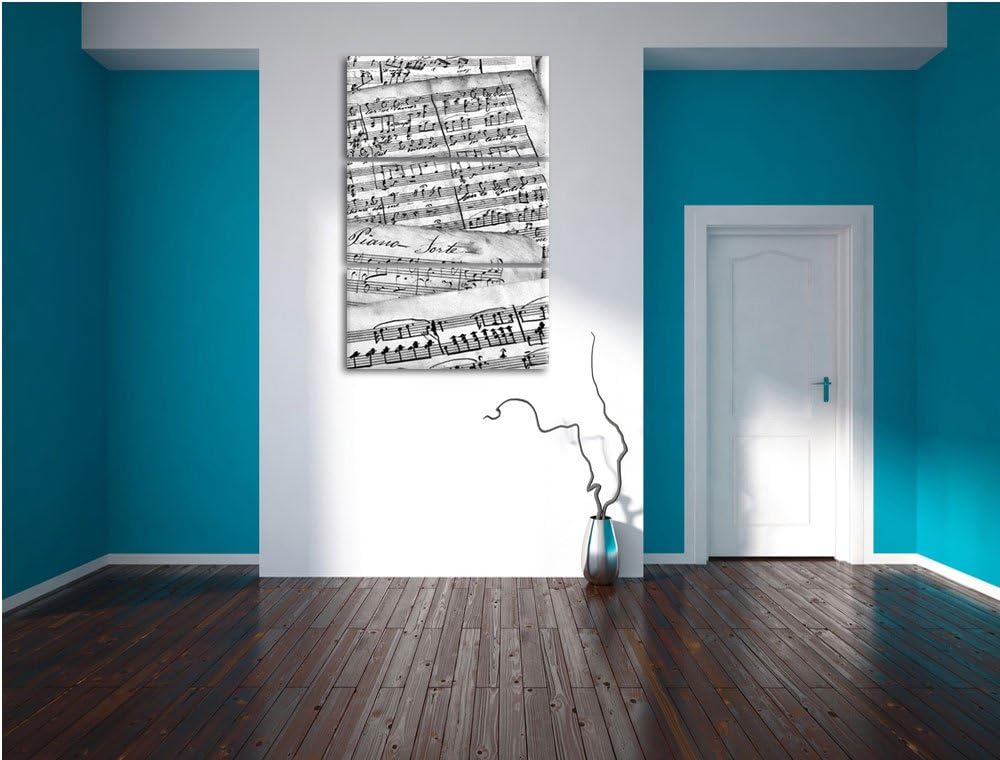 Pixxprint Stilvolle alte Notenblätter als Leinwandbild/Grösse: 3 Teilig (120x80) cm/Wandbild/Kunstdr