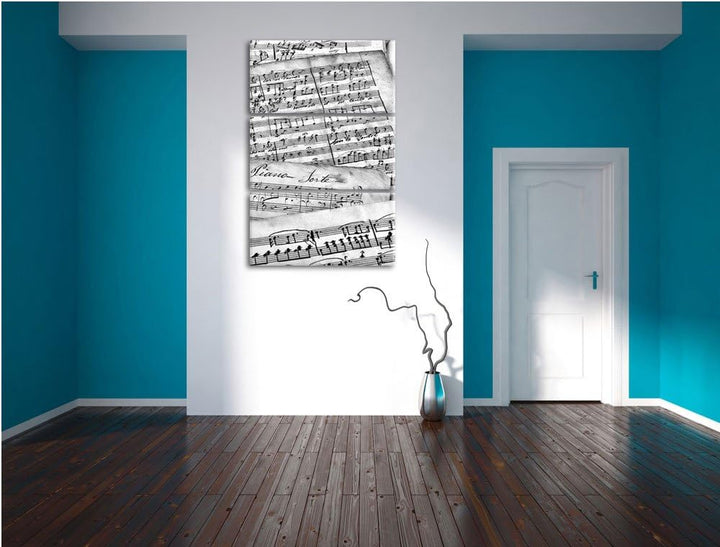 Pixxprint Stilvolle alte Notenblätter als Leinwandbild/Grösse: 3 Teilig (120x80) cm/Wandbild/Kunstdr