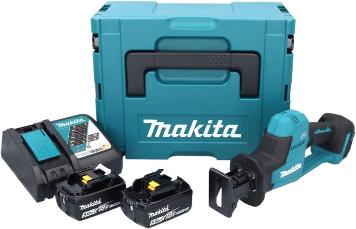 Makita DJR 189 RTJ Akku Reciprosäge Säbelsäge 18 V Brushless + 2x Akku 5,0 Ah + Ladegerät + Makpac