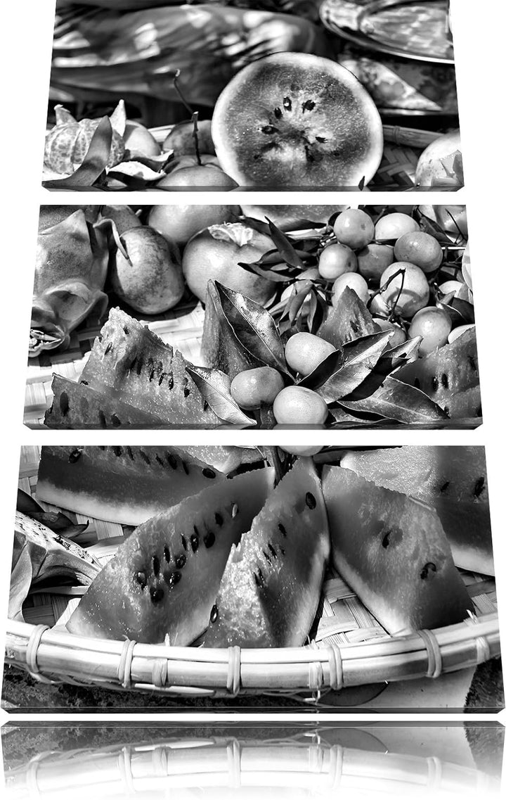 Pixxprint exotischer Fruchtteller als Leinwandbild/Grösse: 3 Teilig (120x80) cm/Wandbild/Kunstdruck/