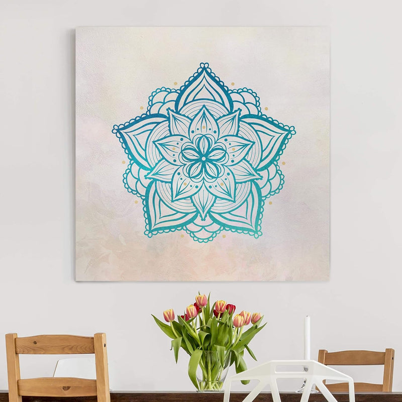 Bilderwelten Leinwandbild Echtholz - Mandala Mandala Gold - Quadrat 1:1 30 x 30cm - Canvas 30cm x 30