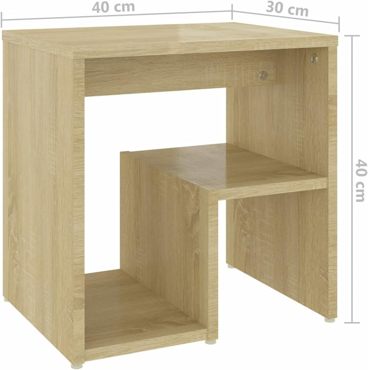 Susany Nachttisch mit Ablagen, Nachtschrank Nachtkommode Beistelltisch Spanplatte Sonoma-Eiche 40x30