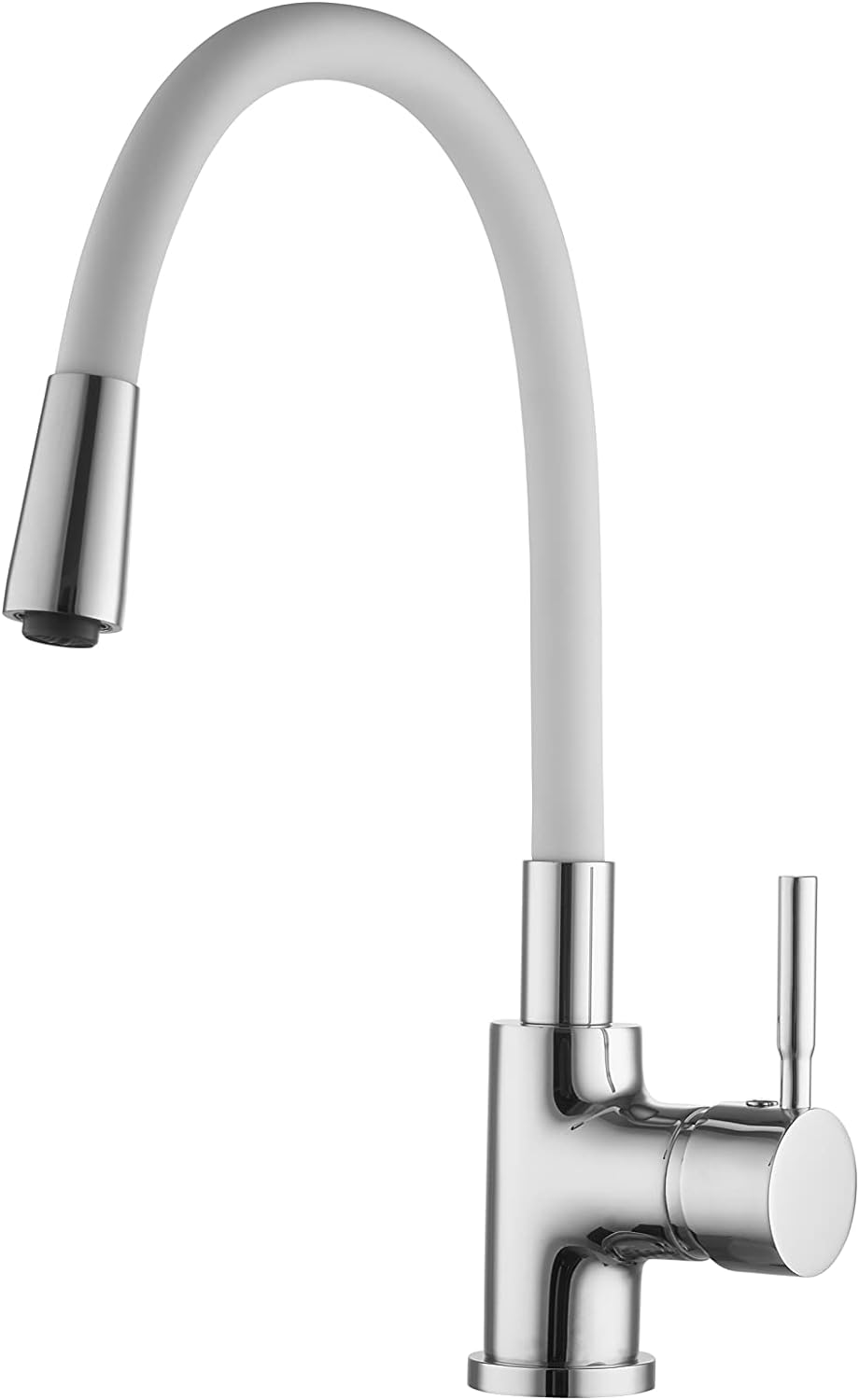 Verosan Spültischarmatur Barcelona Chrom/Weiss, biegsamer Wasserhahn für die Küche, Einhebelmischer