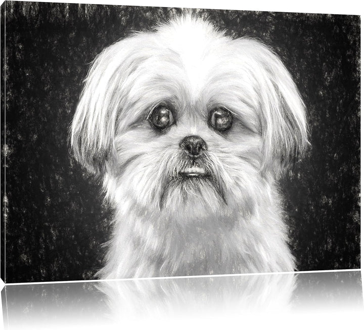 Pixxprint lustiger Kleiner Hund Kunst als Leinwandbild/Grösse: 100x70 / Wandbild/Kunstdruck/fertig b