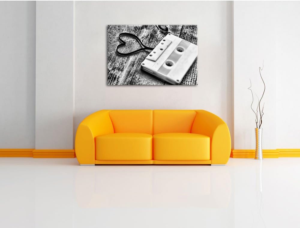 Monocrome, Retro Kasetten, Format: 100x70 auf Leinwand, XXL riesige Bilder fertig gerahmt mit Keilra