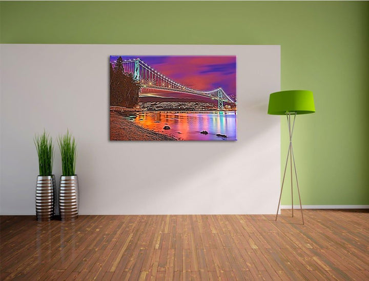 Lions Gate Bridge in Vancouver bei Nacht Deluxe Format: 100x70 cm auf Leinwand, XXL riesige Bilder f