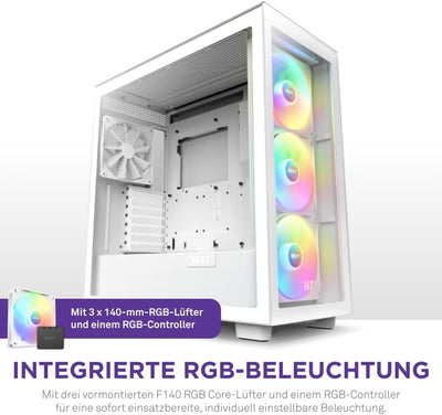 NZXT H7 Elite 2023 - CM-H71EW-02 - ATX Mid-Tower Gaming PC-Gehäuse - USB-C Port - Tempered Glass Fro