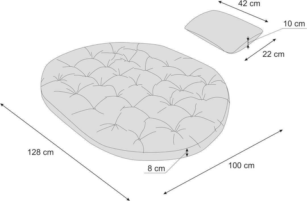 Hängesessel Kissen, Polster, Auflage für Polyrattan & Rattan Hängeschaukel, Sitzauflage für Hängekor