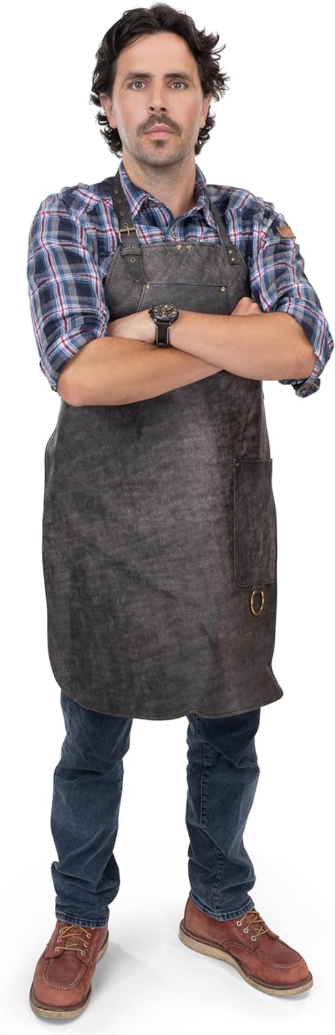 Angus Stoke Lederschürze Grillen - Vollleder Grillschürze - Vintage Leder Schürze - BBQ & Kochschürz