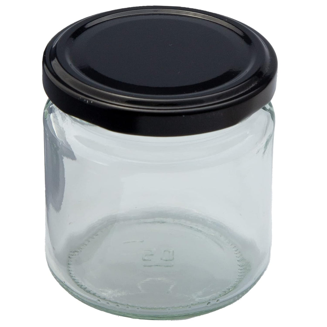 Imkado Honiggläser Neutralglas 250g mit Twist-Off Metalldeckel (36 Stk) Schwarz, 212ml 250g Deckel: