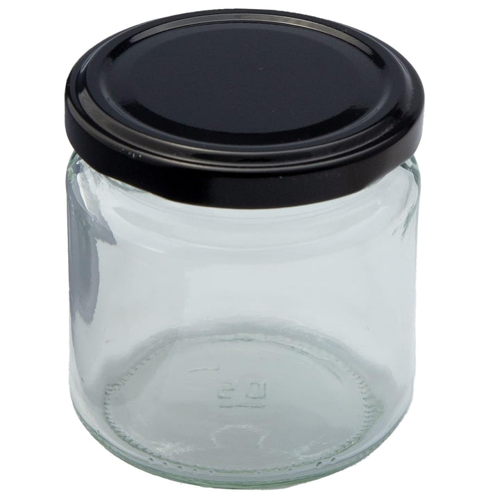 Imkado Honiggläser Neutralglas 250g mit Twist-Off Metalldeckel (36 Stk) Schwarz, 212ml 250g Deckel: