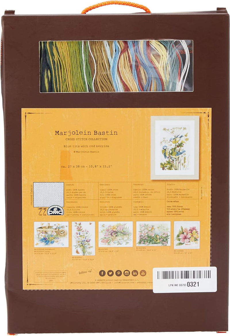 LANARTE PN Zählmusterpackung Blaumeisen Zählstoff Kreuzstichpackung, Baumwolle, Mehrfarbig, 27 x 38