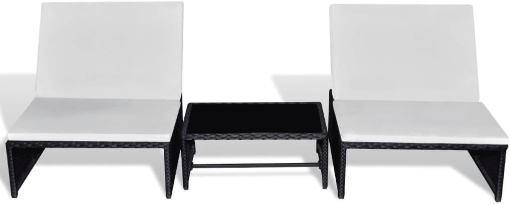 Festnight Polyrattan Lounge Set Zweisitzer Loungemöbel Loungeset Schwarz