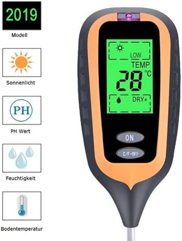 OCS.tec Digitales 4-in-1 Kombigerät PH-Wert Feuchtigkeit Temperatur Garten Gewächshaus Pflanzen ET2