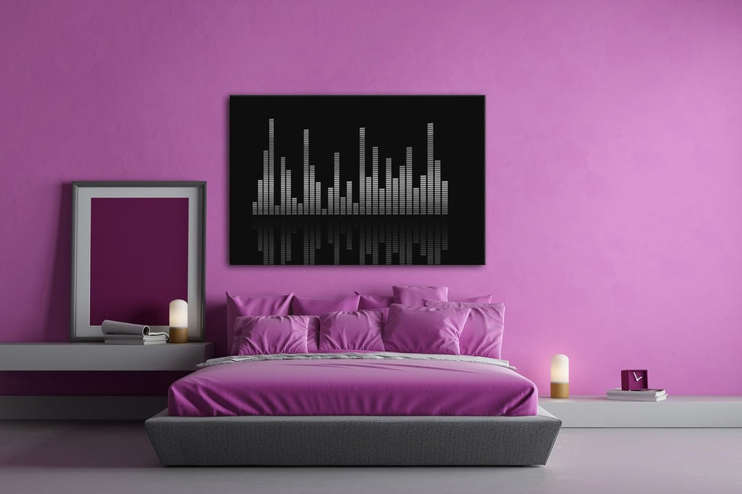 Dark digitale Sound Levels Effekt: Schwarz/Weiss Format: 60x40 als Leinwandbild, Motiv fertig gerahm