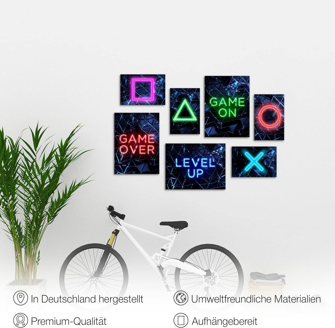 Novart Wandbilder Spielkonsole Game - KOMPLETT AUFHÄNGFERTIG - Gamer Kinderzimmer Junge Teenager- 7