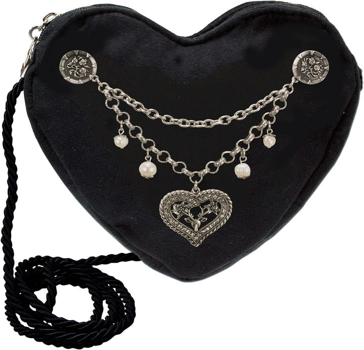 Alpenflüstern Herztasche Charivari Strass-Herz - Damen Trachtentasche in Herzform, Schultertasche fü